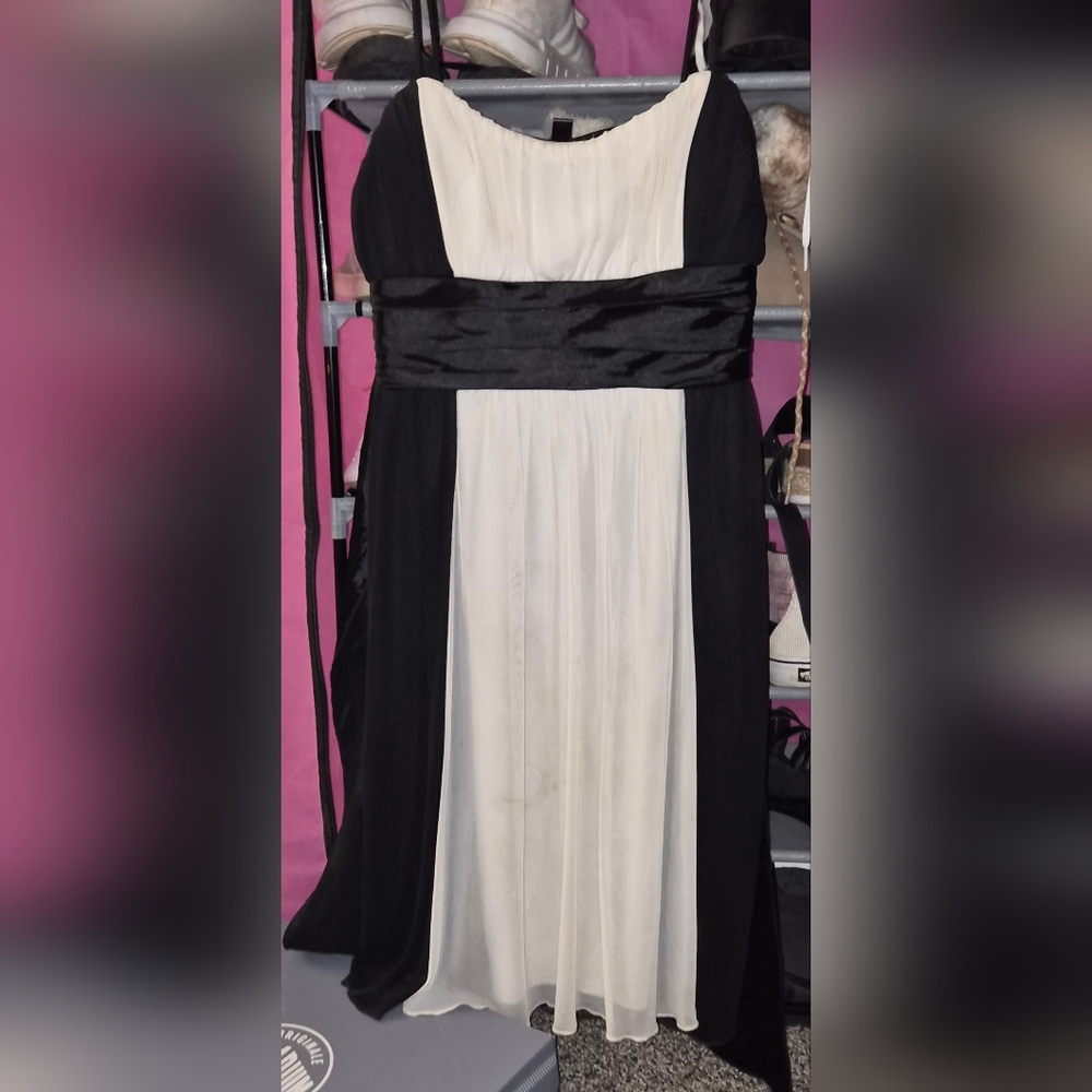 Tangerine Strapless Black and White Dress